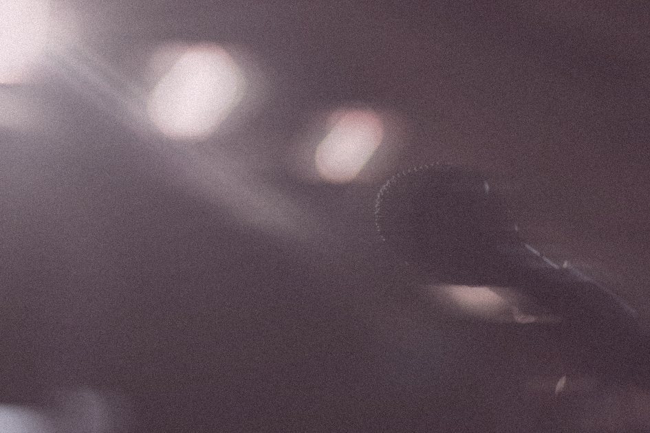 Microphone in dusky pink light