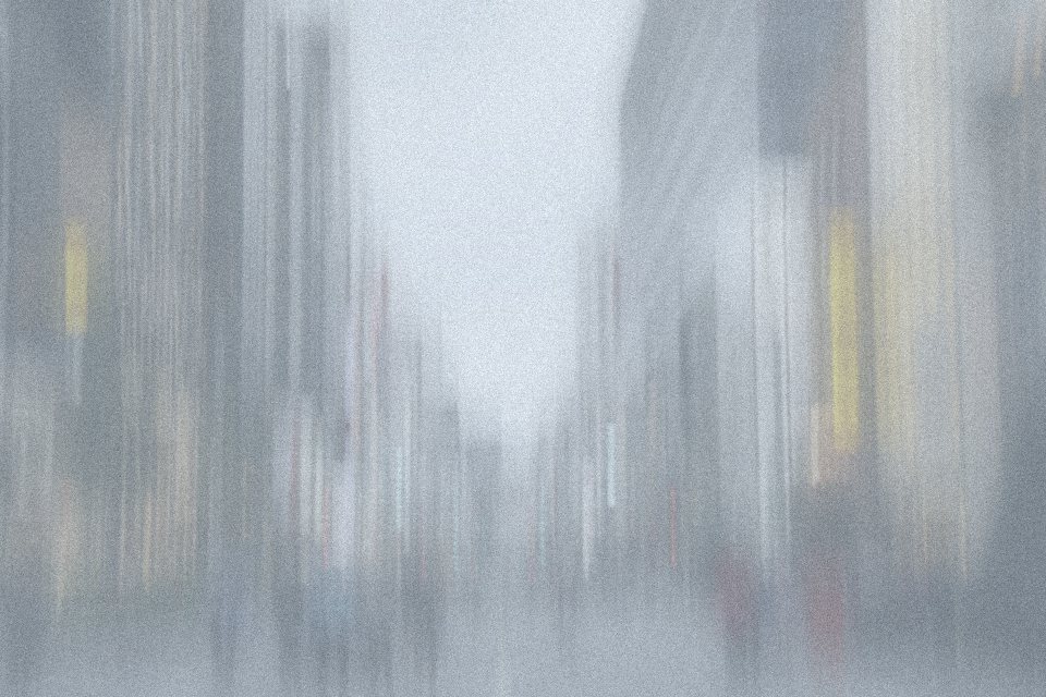 City street in airy blue motion